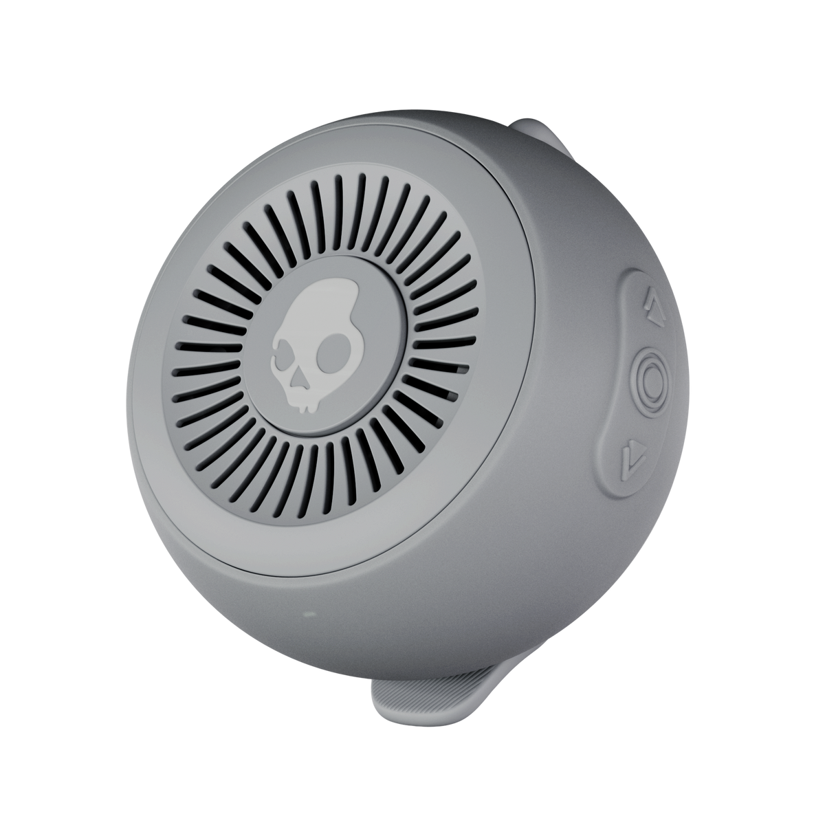 Gray Bluetooth speaker with a brand logo on a white background | Cement