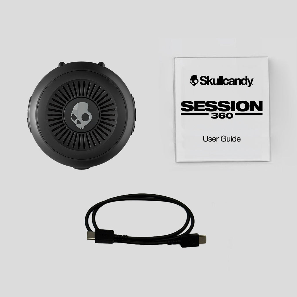 Skullcandy Session 360 headset with user guide on a light gray background | Plasma